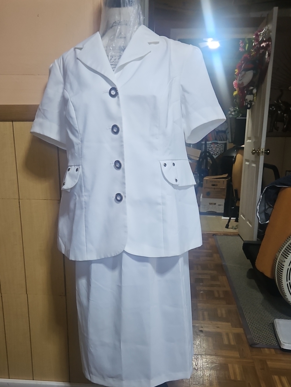 Roaman's White Two-Piece Suit Set